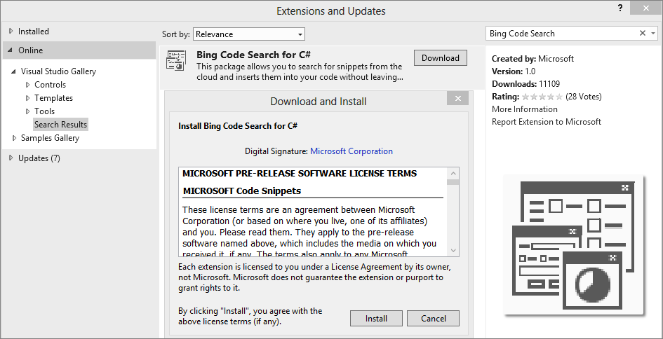 Bing Code Search for C#.NET : Download and Install