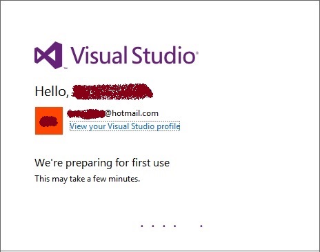 Visual Studio Profile - Preparing for first Use