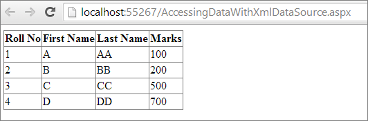 Bind XML data to ASP.NET GridView control using XmlDataSource ...